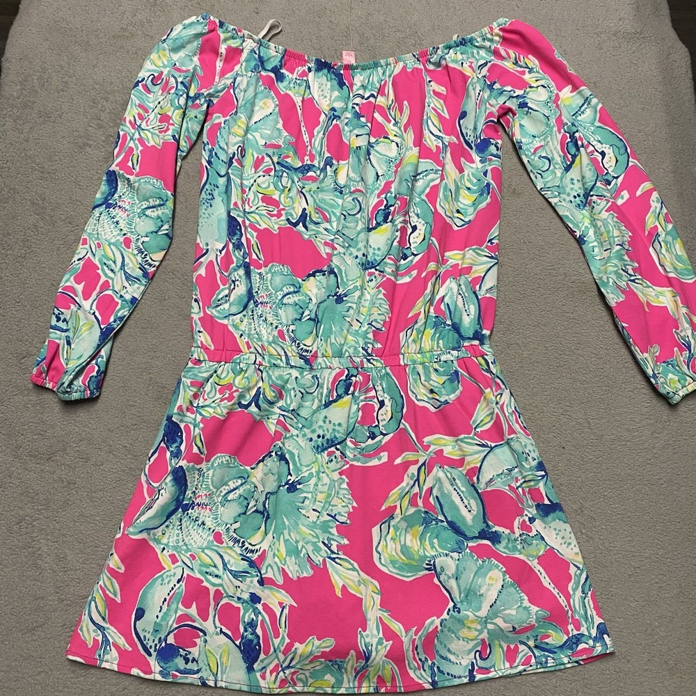 Lilly Pulitzer Lana Skort Romper XS Raz Berry Lobsters In Love NEW - Picture 2 of 9